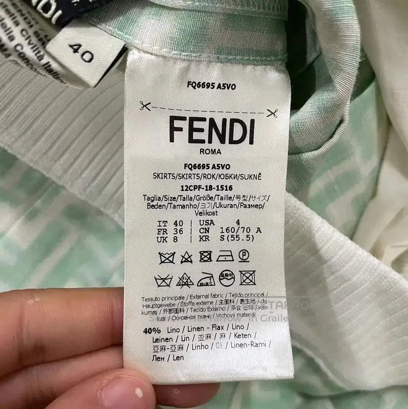 Fendi Fendi Pleated Skirt in Mint Green Cotton . Size 28" / US 6 / IT 42 - 4 Thumbnail