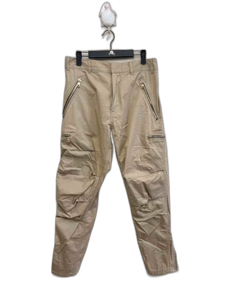 Balmain Beige Zip Motorcycle Cargo Pants