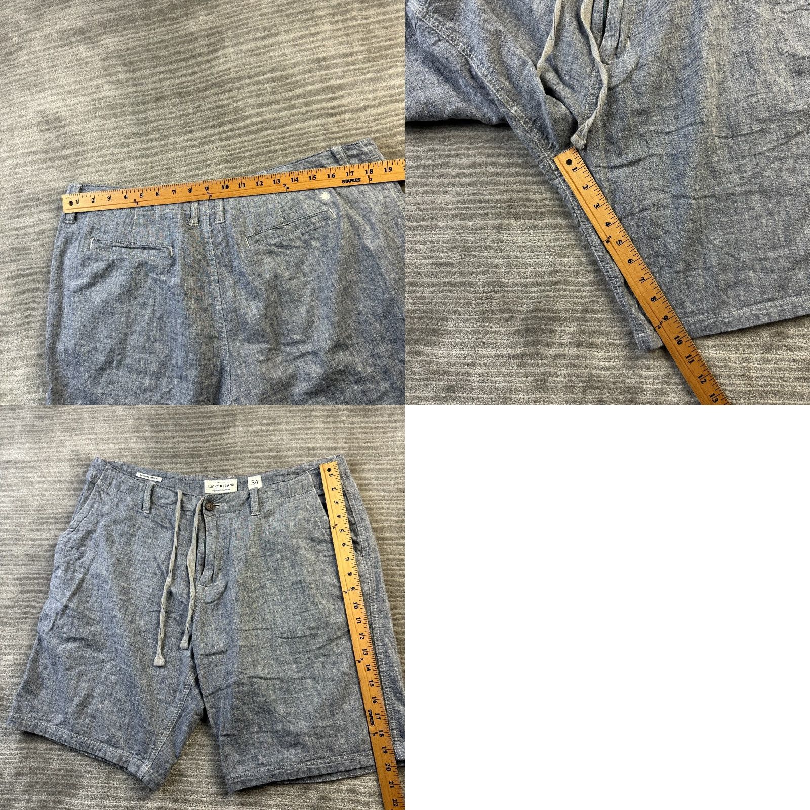 Lucky Brand Lucky Brand Shorts Mens 34 Blue Linen Blend Drawstring Beach Pool Chino Casual 90s Theme Mens Size US 34 / EU 50 - 8 Thumbnail