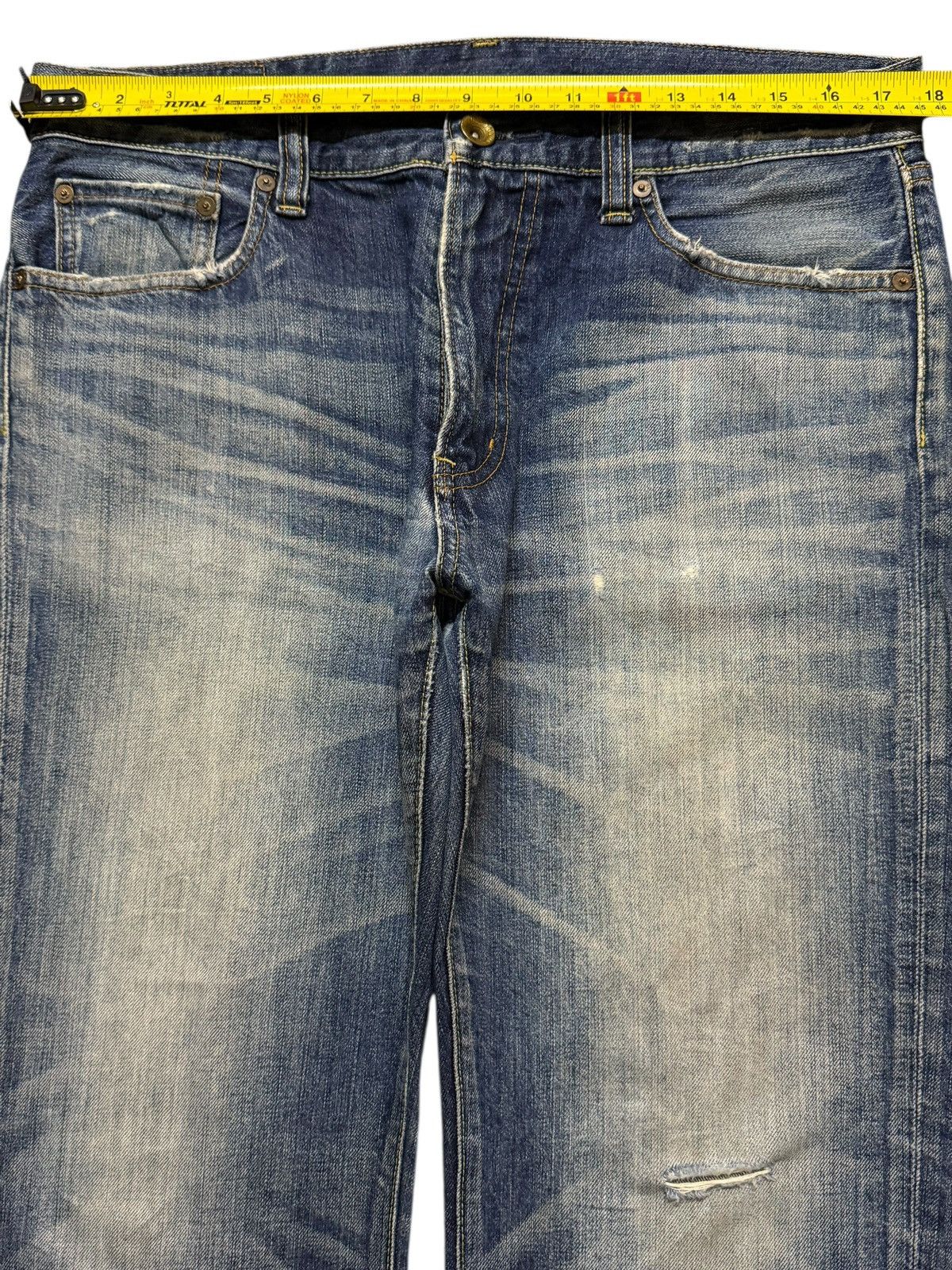 Uniqlo Vintage Y2K Japanese Uniqlo Faded Whisker Straight Wide Leg Size US 34 / EU 50 - 8 Thumbnail
