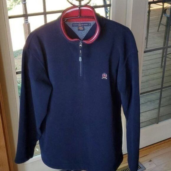 Tommy Hilfiger Tommy Hilfiger Embroider Logo Sz L Blue w Red Accent 1/4 Zip Size US L / EU 52-54 / 3 - 2 Thumbnail