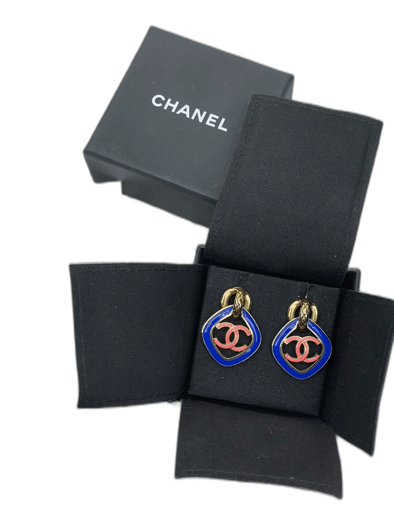 Chanel Chanel Blue Pink Double C Earrings Size ONE SIZE - 1 Thumbnail
