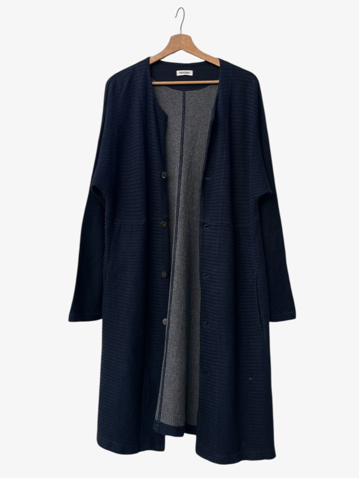 Issey Miyake Plantation Blue Cotton Long Cardigan Textured Finish Size M / US 6-8 / IT 42-44 - 3 Thumbnail