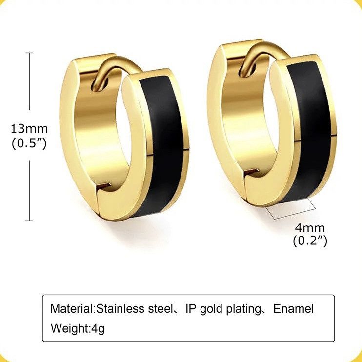 Other Small Enamel Stainless Steel Hoops Earrings Size ONE SIZE - 2 Thumbnail
