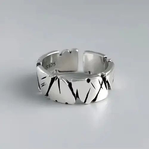 Japanese Brand NEW Distressed Metal Design Adjustable Ring Size ONE SIZE - 3 Thumbnail