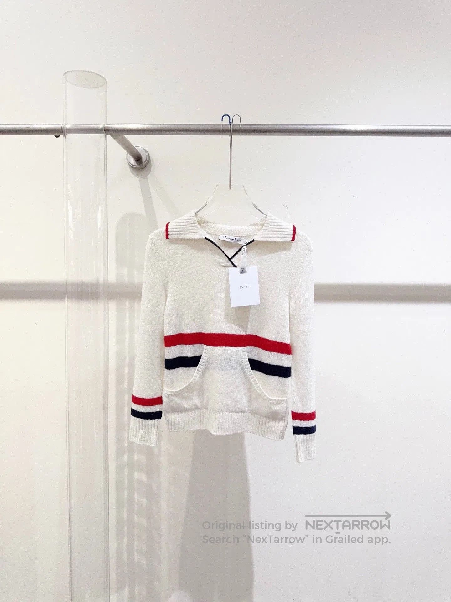 Dior Dior White Striped Sweater. Size XS / US 0-2 / IT 36-38 - 1 Thumbnail