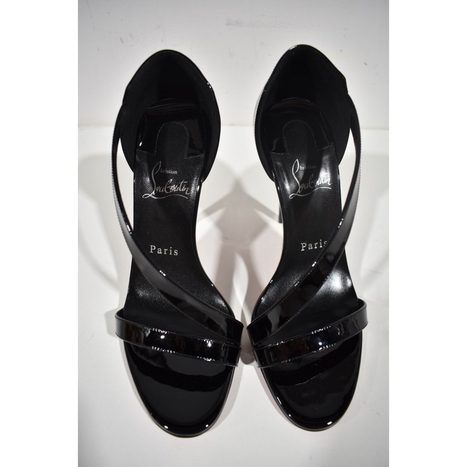 Christian Louboutin Astridal 100 Black Patent Ankle Strap Sandal Heel Pump 41 Size US 11 / IT 41 - 7 Thumbnail