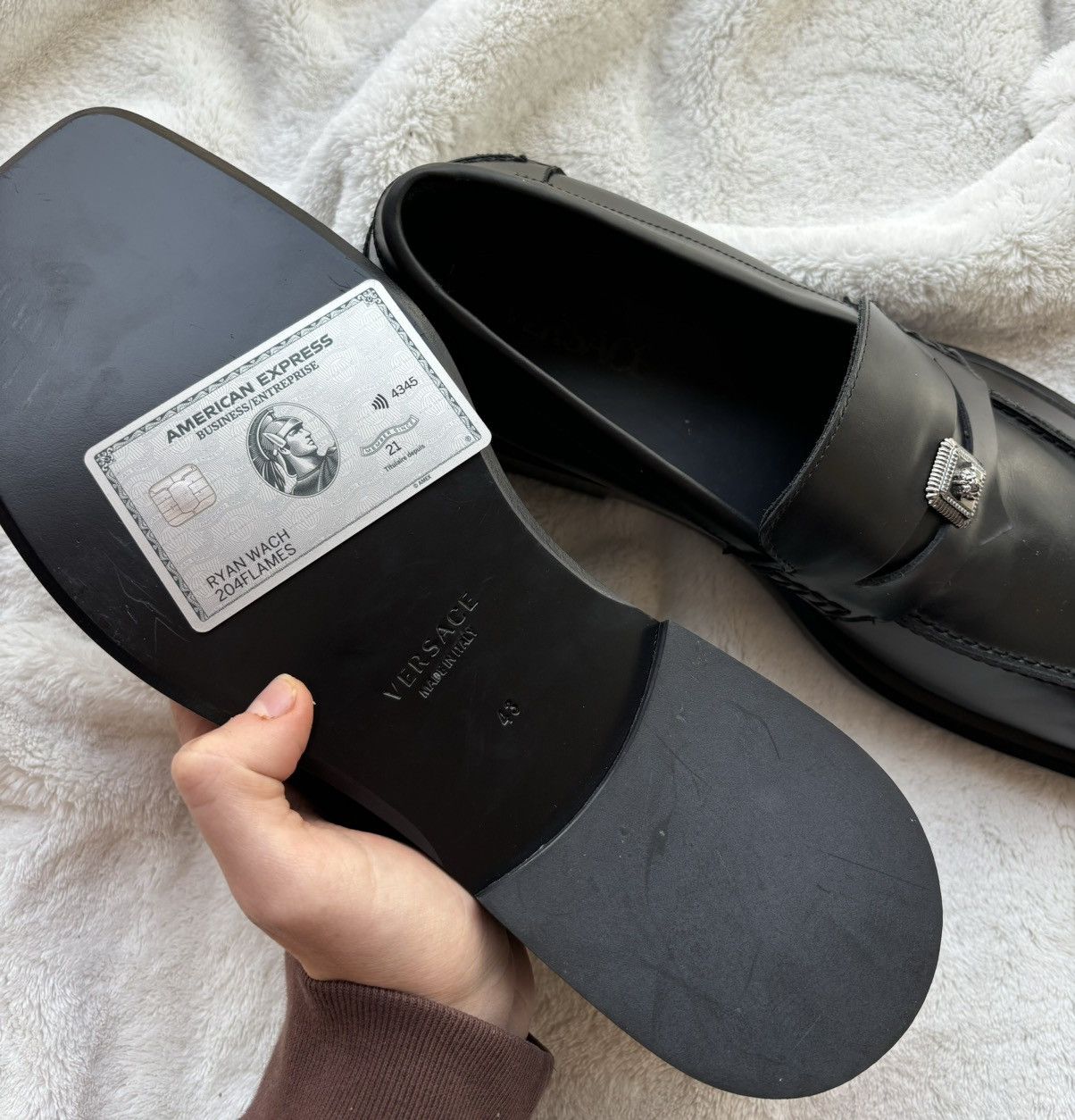 Versace Versace Black Leather Medusa Squared Toe Dress Shoes Size US 10 / EU 43 - 4 Thumbnail