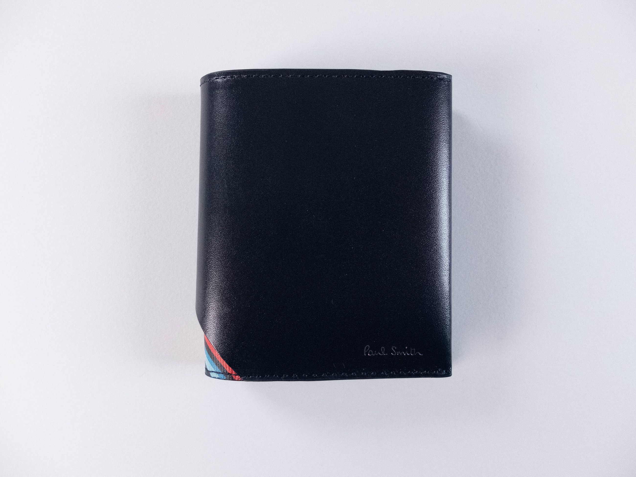 Paul Smith PAUL SMITH navy blue compact leather bifold wallet w stripe Size ONE SIZE - 3 Thumbnail