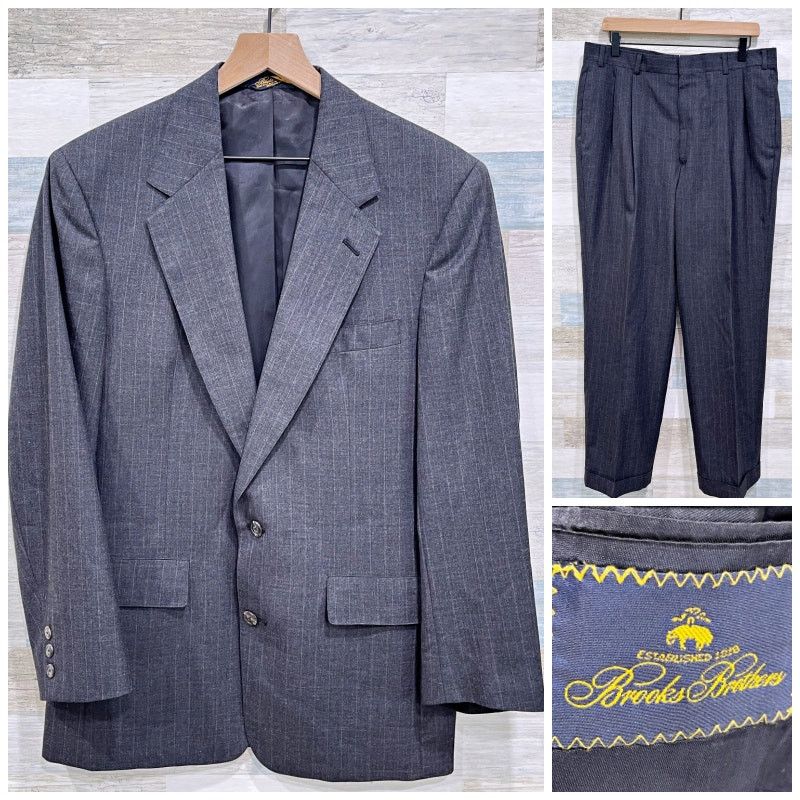 Brooks Brothers Brooks Brothers Wool Pinstripe Suit Gray Pleatetd 41R Size 40R - 1 Thumbnail