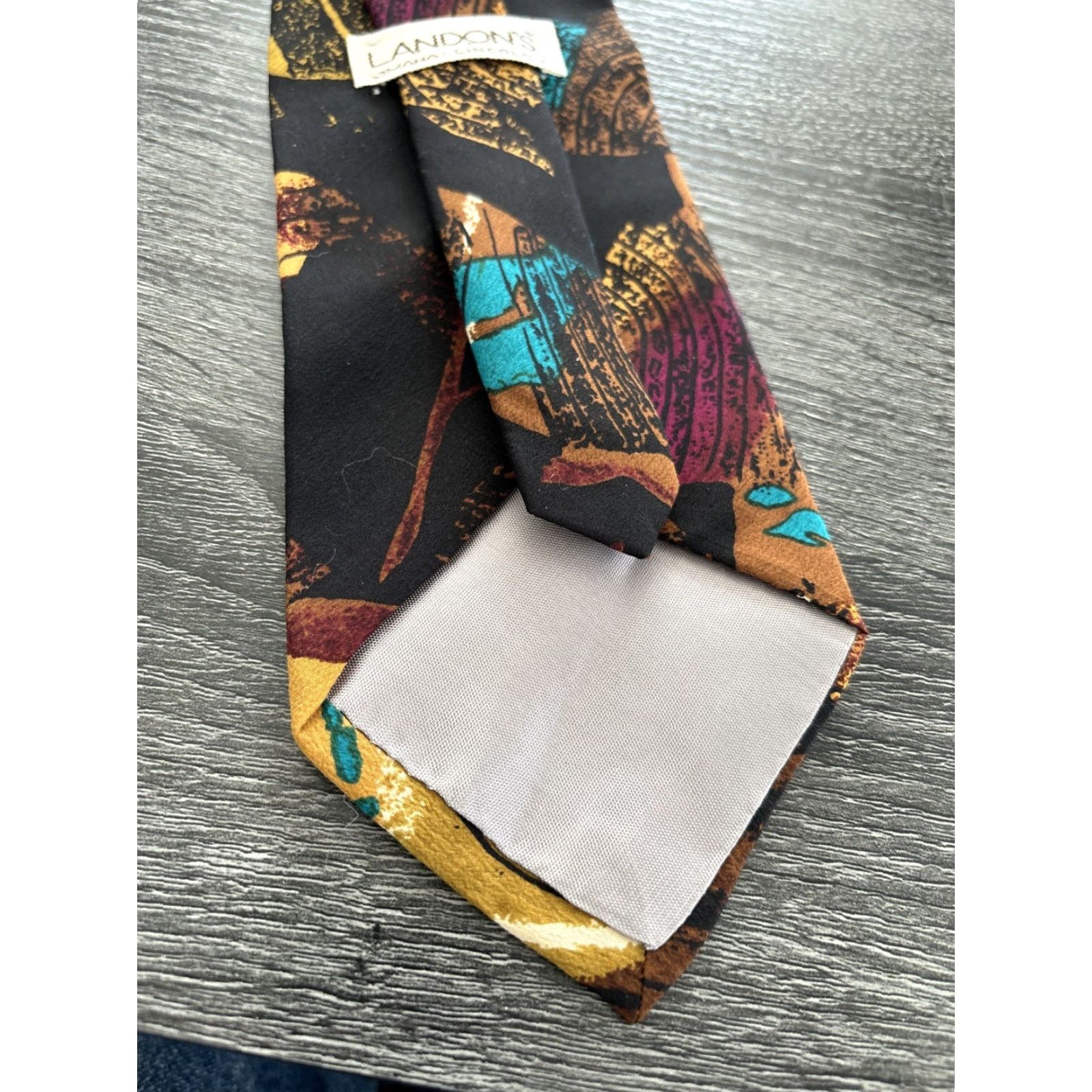 Vintage VINTAGE Landon's Tie Geometric Silk Tie Men Classic 57"-60" Orange Handmade Size ONE SIZE - 5 Thumbnail