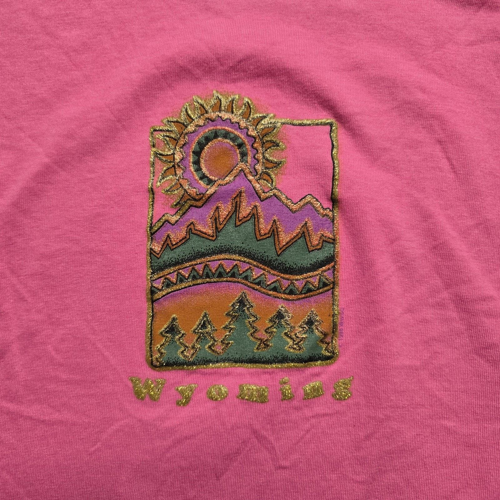 Anvil Vintage Womens Wyoming Shirt Large Pink Mountains Anvil Size L / US 10 / IT 46 - 2 Thumbnail
