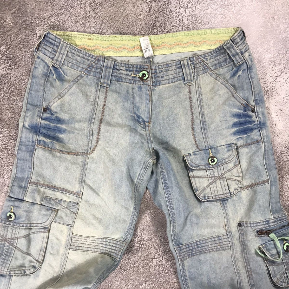 Vintage Y2K Baggy Distressed Cargo Jeans Skate Streetwear W31 Logo Size 31" - 5 Thumbnail