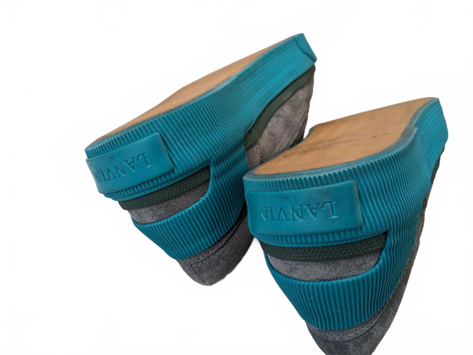 Lanvin Lanvin Spain Men Leather Curb Sneakers Chunky Gray Cyan 9 Size US 9 / EU 42 - 8 Thumbnail