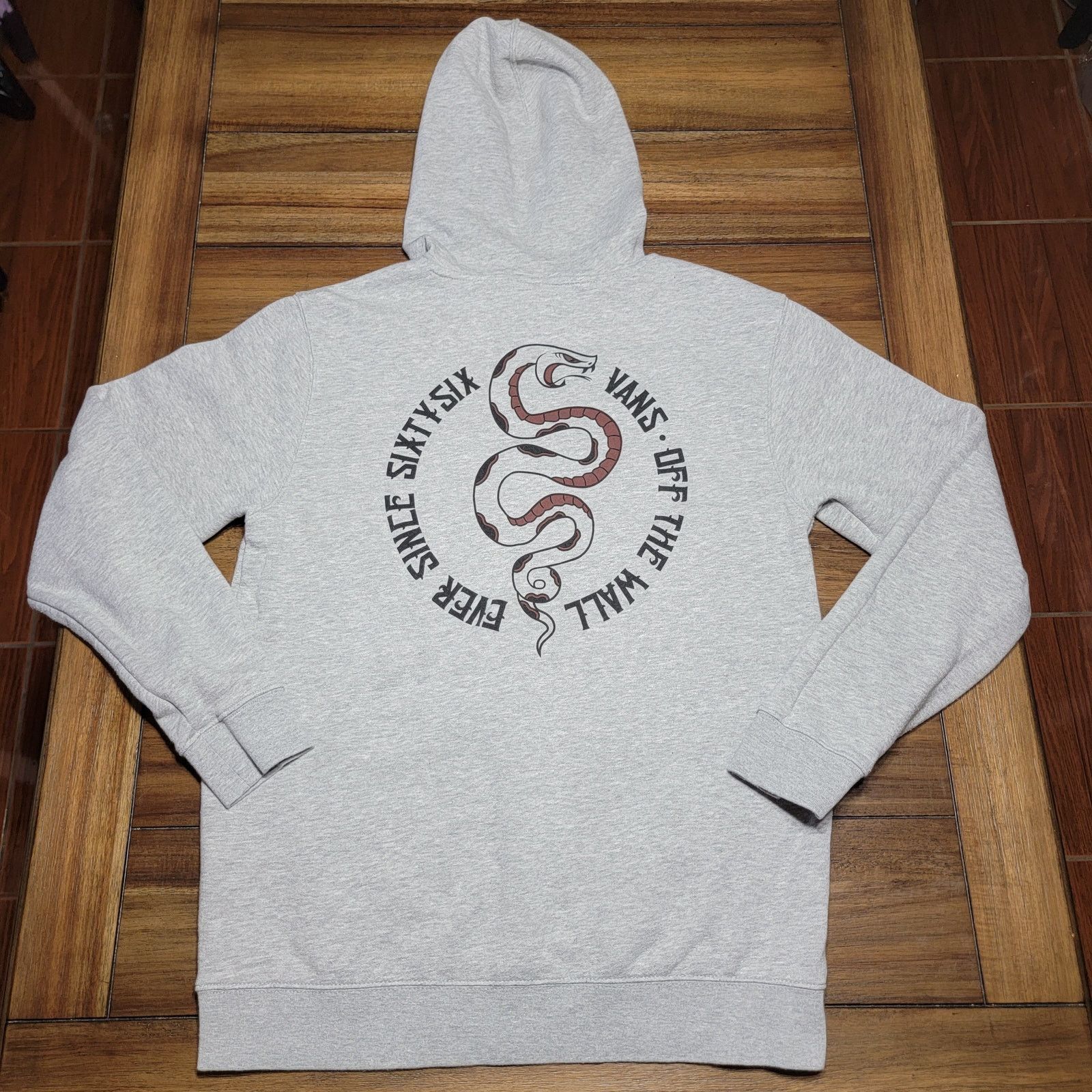 Vans VANS LS Grey Unisex Hoodie Snake Graphic - Size Medium Size US M / EU 48-50 / 2 - 1 Thumbnail