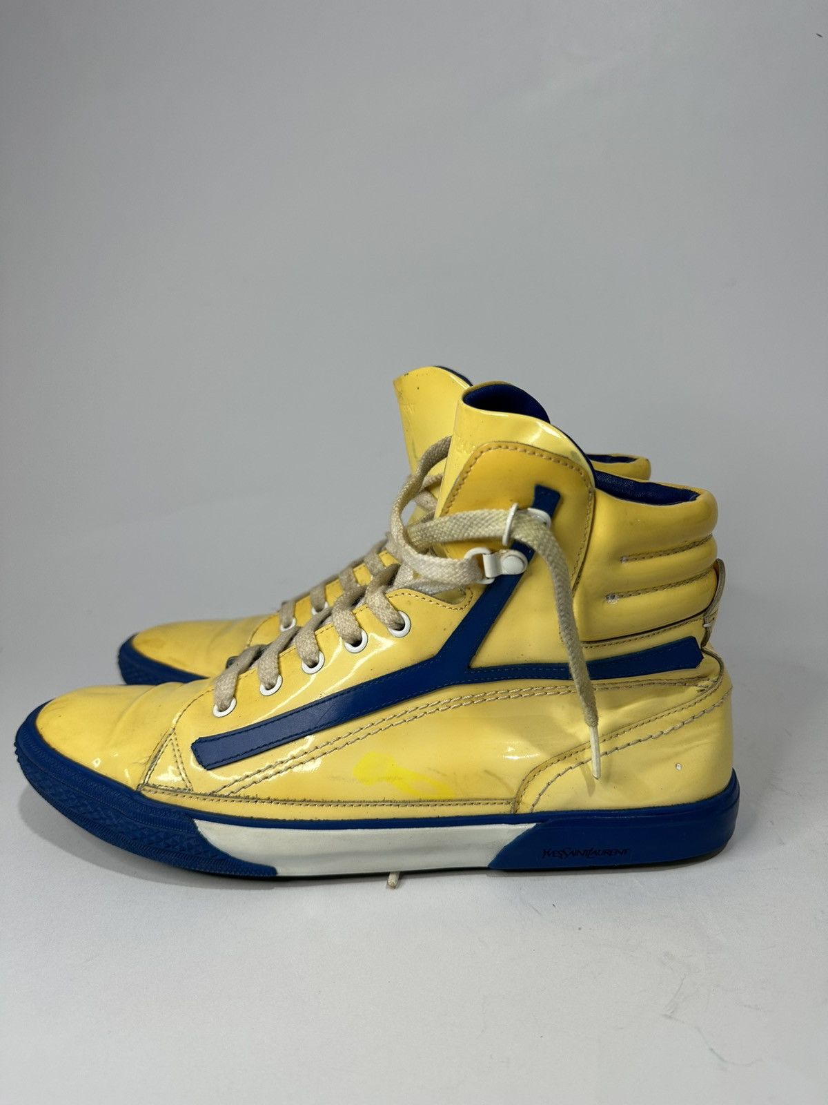 Yves Saint Laurent Vintage Yves Saint Laurent Yellow Patent Leather Y Sneakers. Size US 8 / EU 41 - 2 Thumbnail