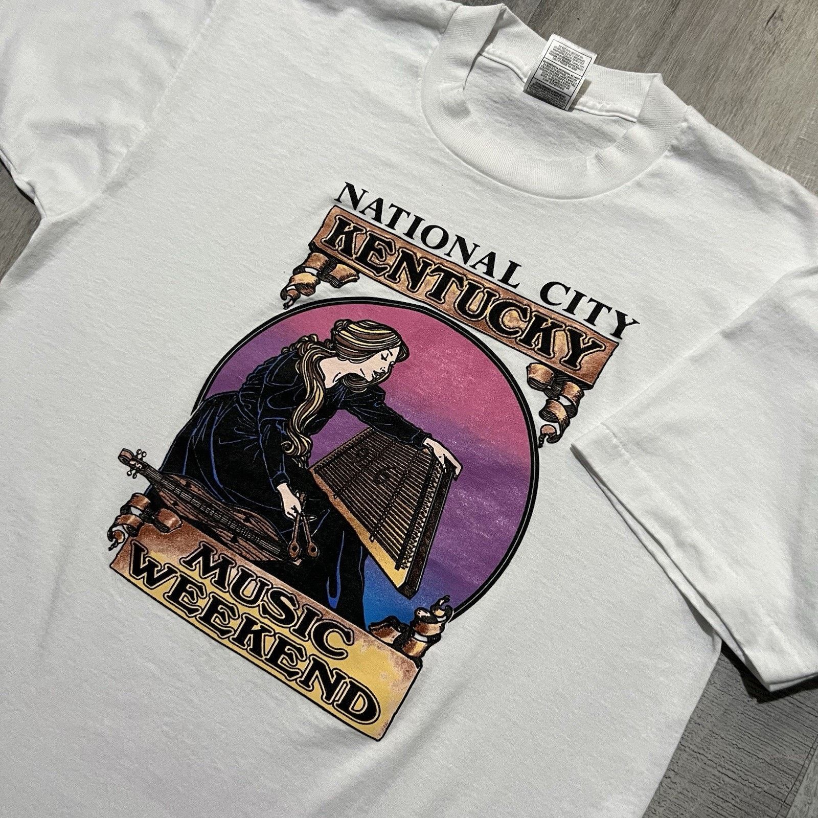 Fruit Of The Loom VTG National City Kentucky Music Festival T Shirt White 90s Size US L / EU 52-54 / 3 - 3 Thumbnail