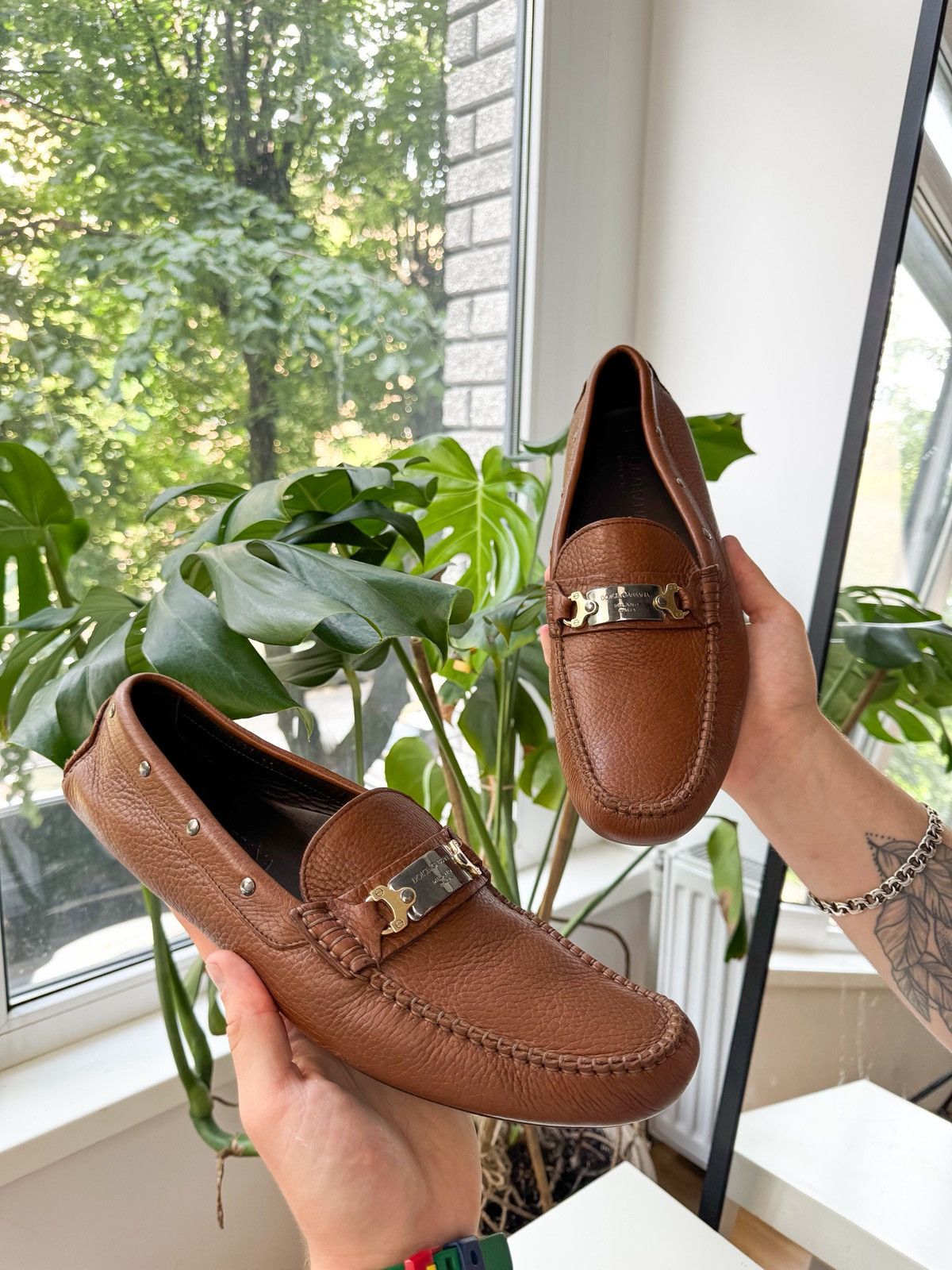 Dolce Gabbana Leather Loafers Shoes Size 46(30Cm) in Brown, Men's