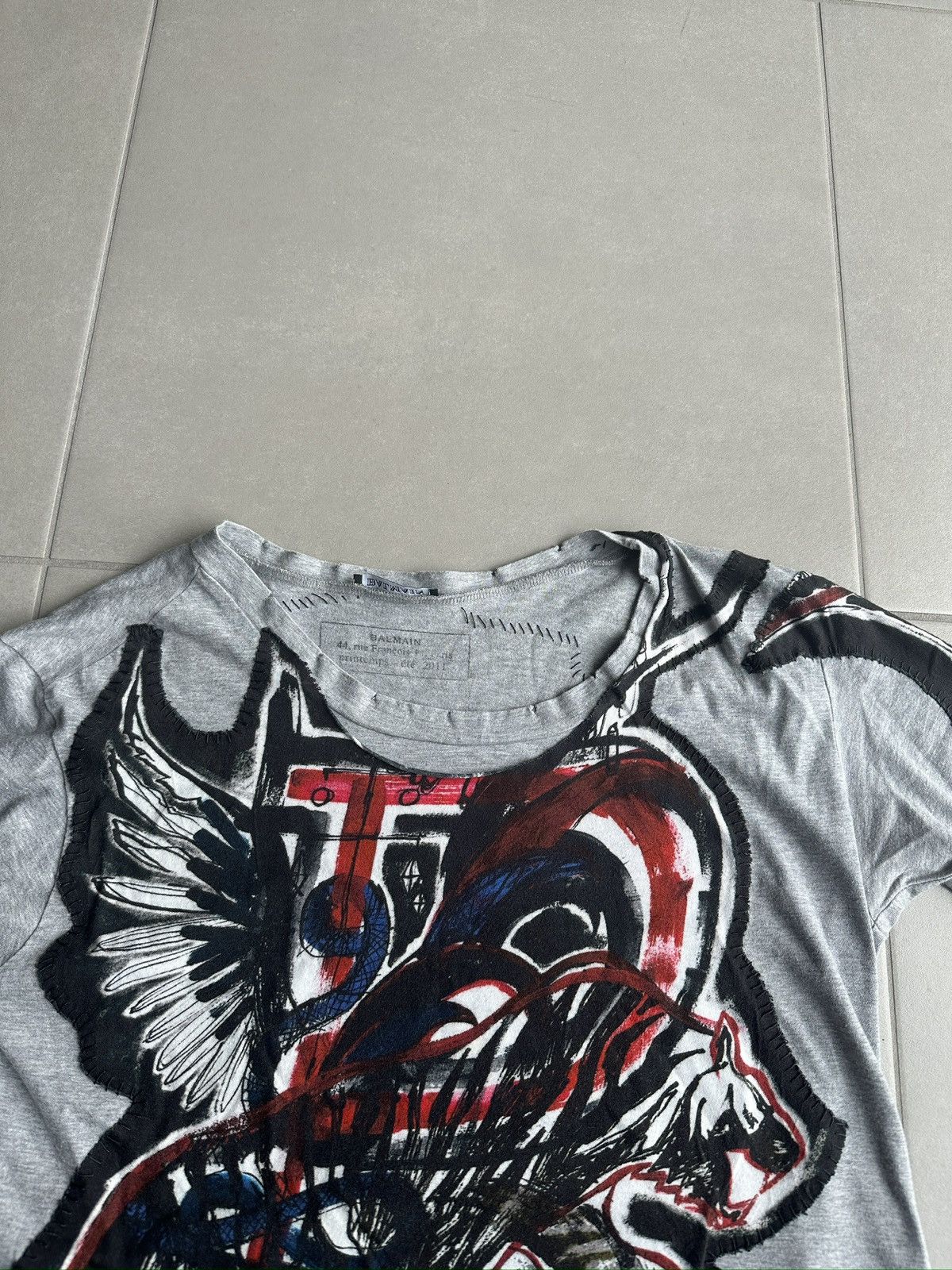 Balmain Balmain Homme SS11 distressed graffiti T-shirt Size US S / EU 44-46 / 1 - 5 Thumbnail