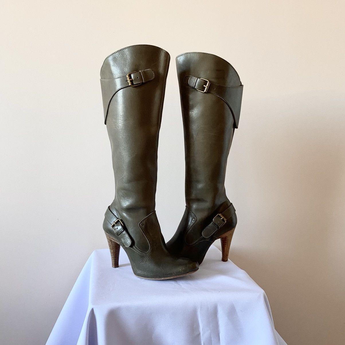 Diesel × Japanese Brand Vintage Diesel Style Lab Leather High Heels Boots Size US 6 / IT 36 - 1 Thumbnail