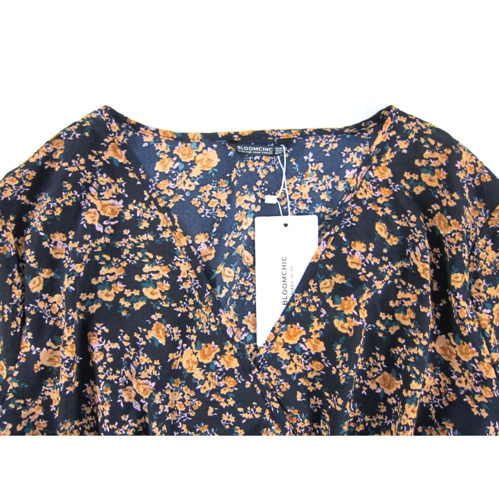 Vintage NWT Bloomchick Blouse Floral V-Neck Long Sleeve Peasant Blue 22-24 Womens Blouse 22-24 Plus NYT Size 3XL / US 20-22 - 4 Thumbnail