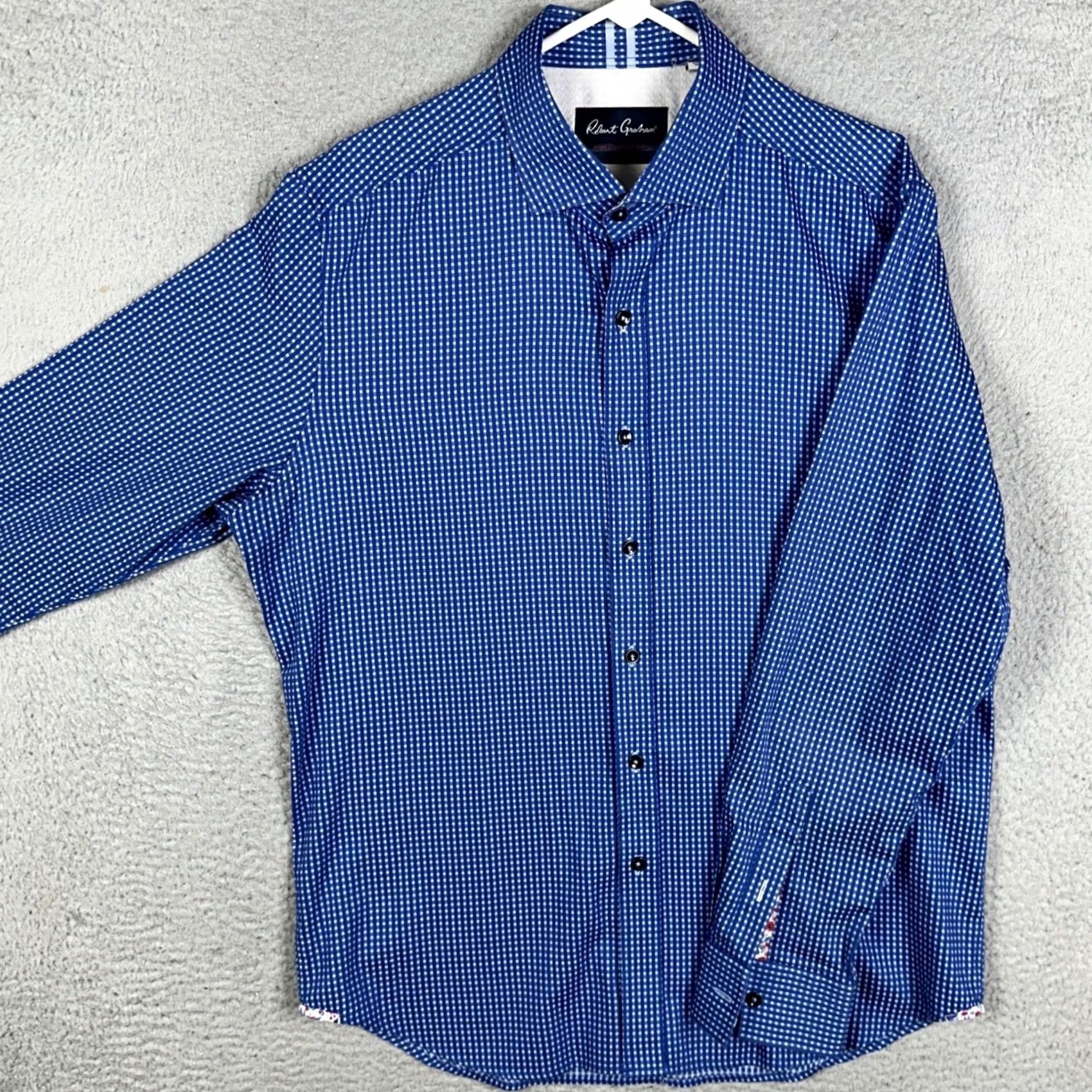 Robert Graham Robert Graham Shirt Mens XL Blue Check Modern Americana Tailored Fit Button Up Size US XL / EU 56 / 4 - 2 Thumbnail