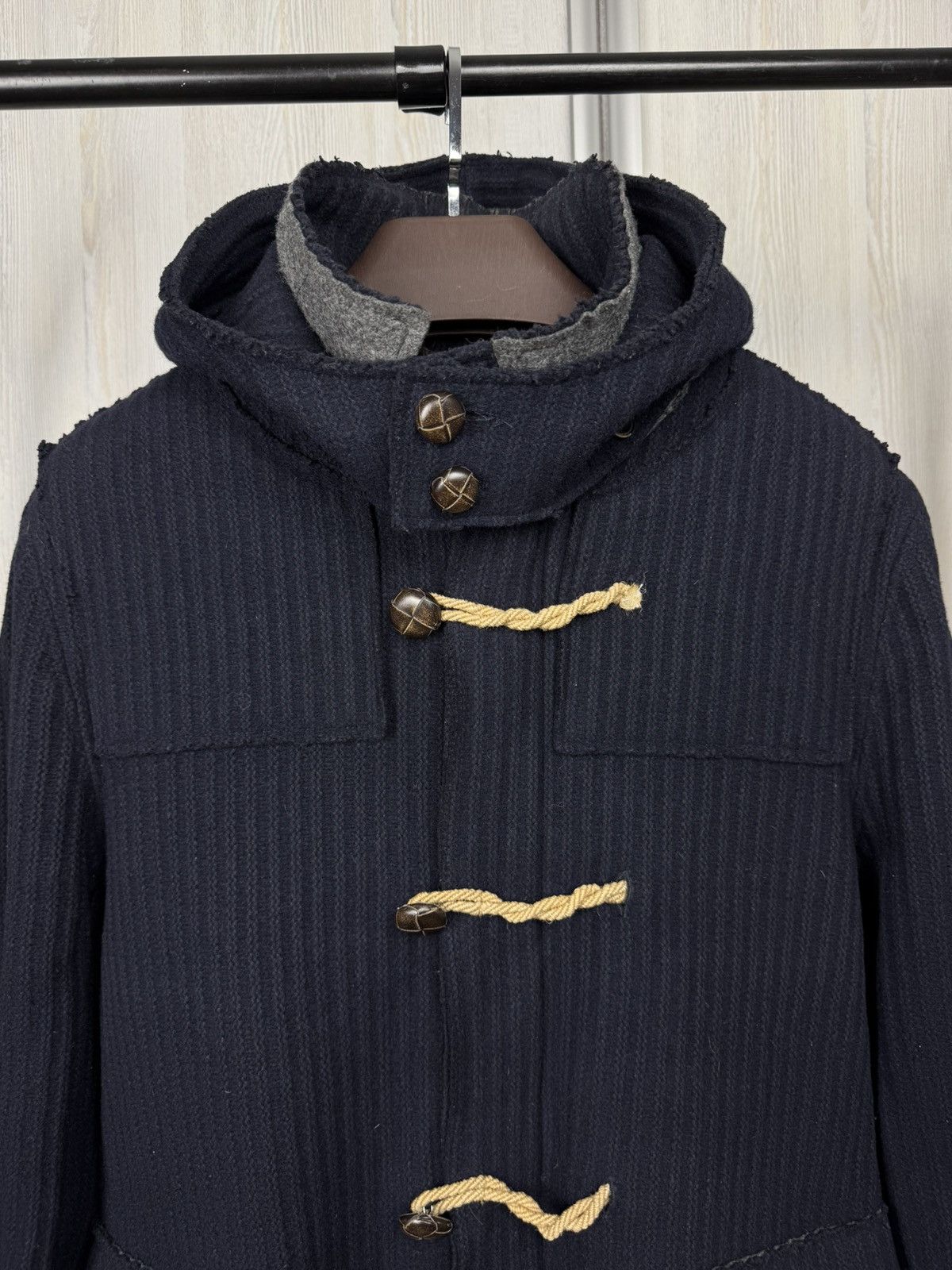 Paoloni Paoloni blue wool ribbed hooded duffle coat Size US M / EU 48-50 / 2 - 3 Thumbnail