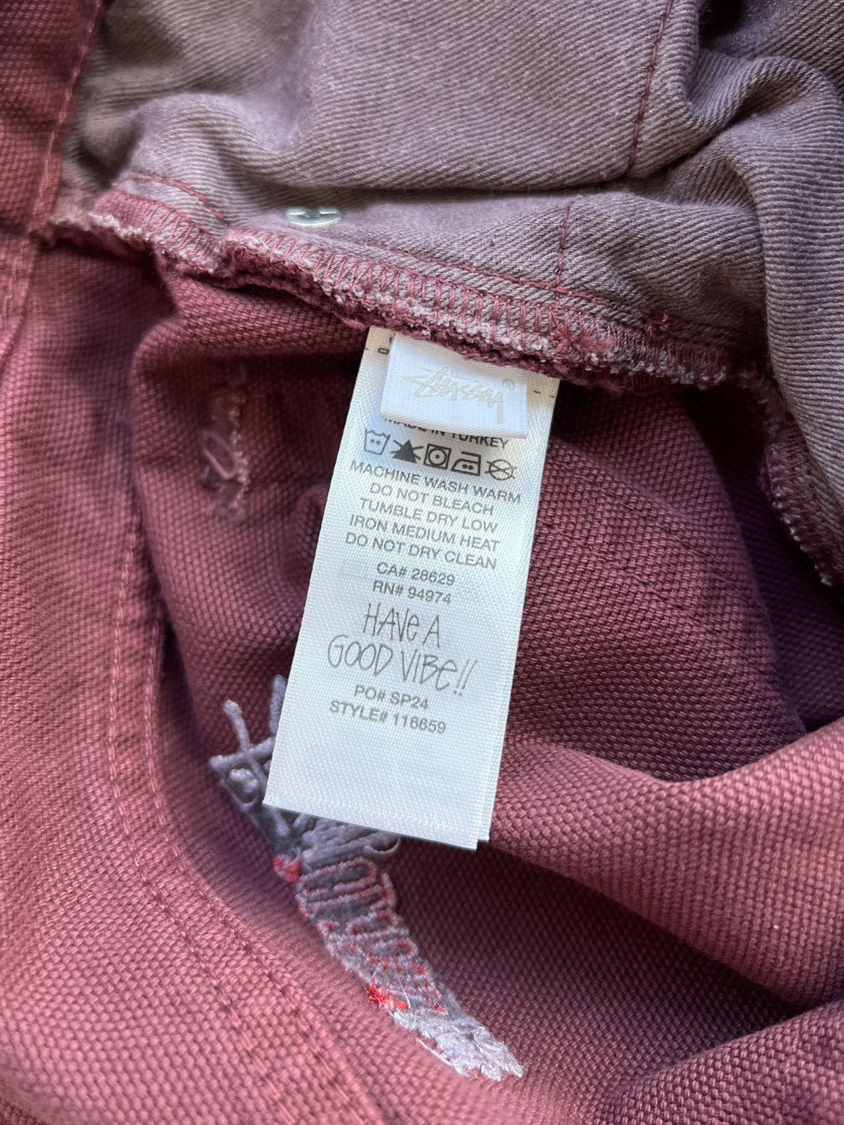 Stussy Stussy Classic Jeans Washed Canvas “Wine” 34 Size US 34 / EU 50 - 12 Thumbnail