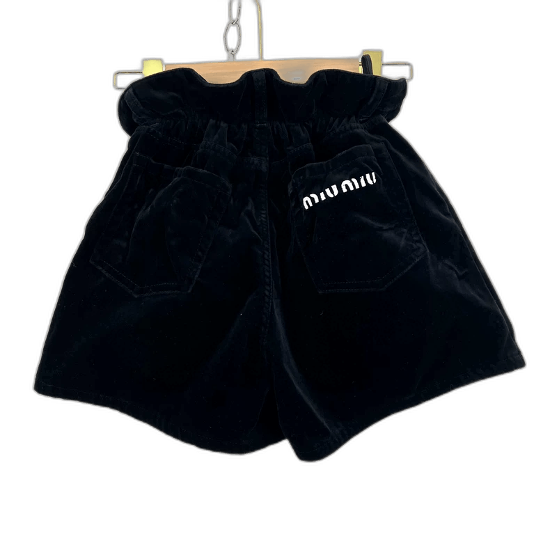 Prada Miumiu Black Velvet Puff Shorts 36码 -2505 Size 35" - 1 Thumbnail