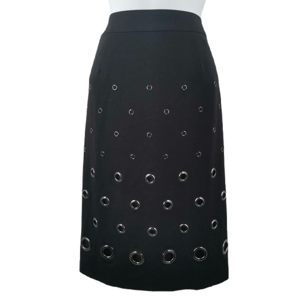 The Unbranded Brand Black Skirt with Silver Grommet Design Size 27" / US 4 / IT 40 - 1 Thumbnail