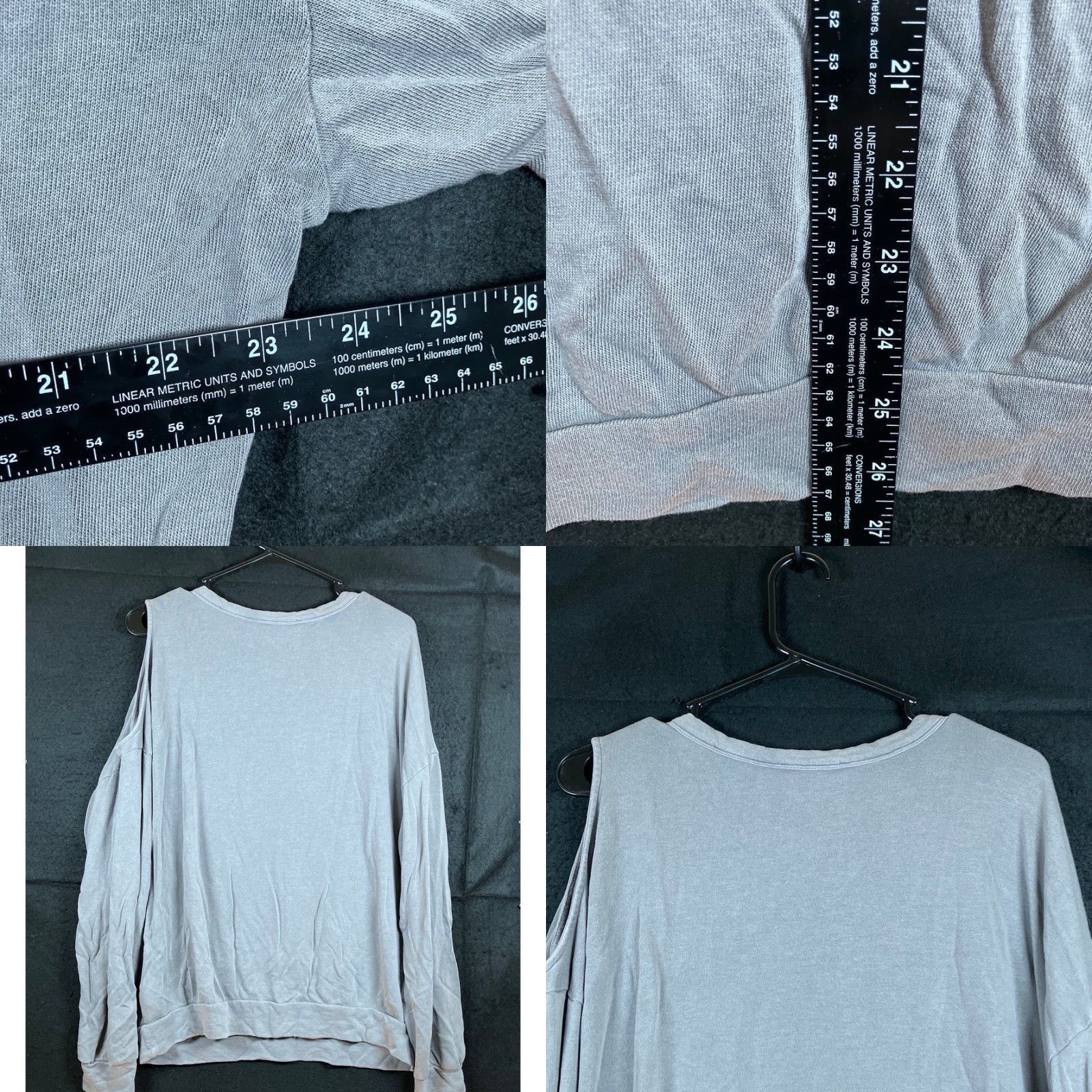 Express VINTAGE Express 111 Womens Sweater Gray Open Shoulder Cut Out Cotton Blend Medium Size M / US 6-8 / IT 42-44 - 8 Thumbnail