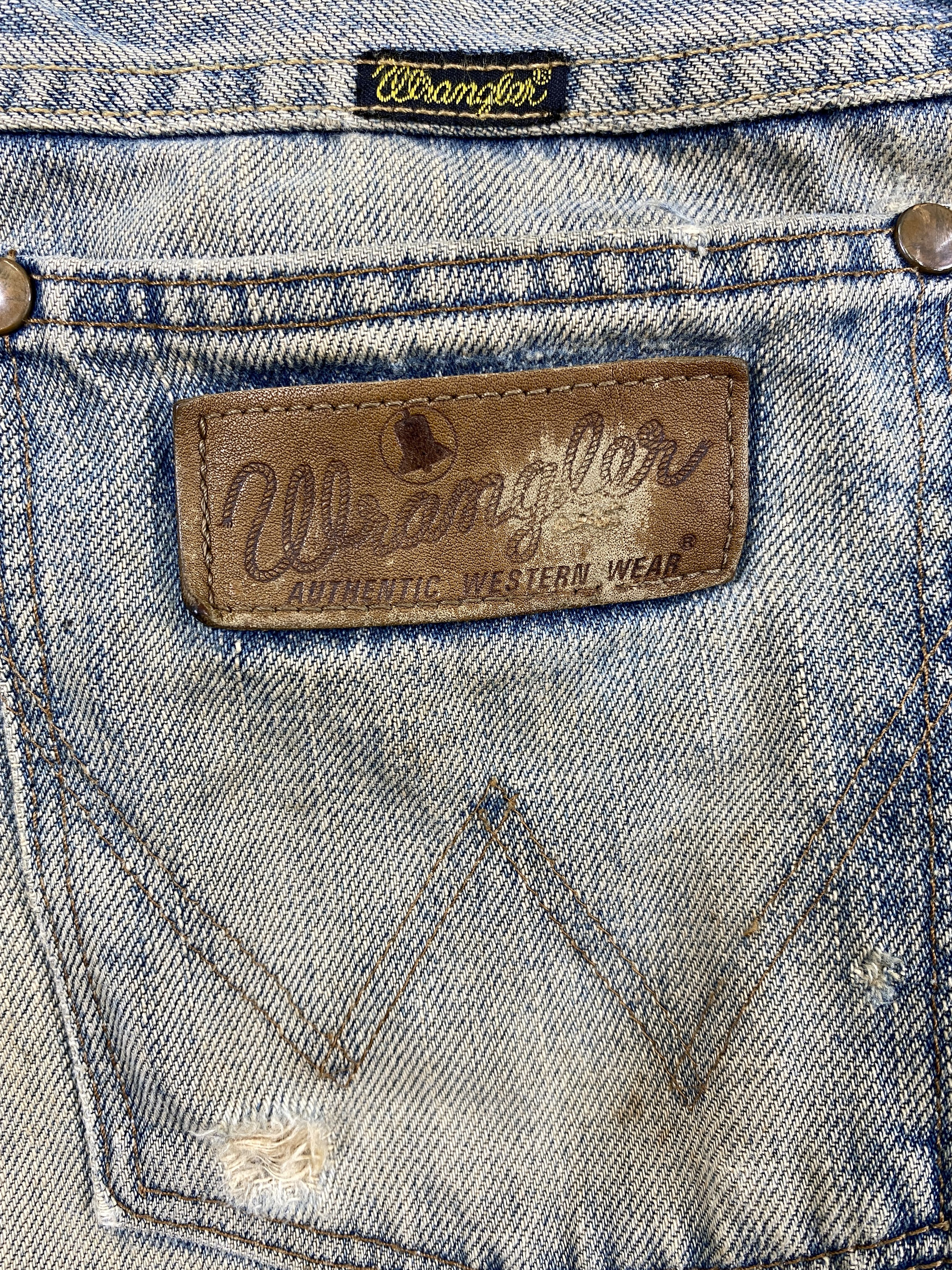 Japanese Brand Redline Dirty Used Blue Vintage Wrangler 28x30 Denim -JN1323 Size US 28 / EU 44 - 9 Thumbnail