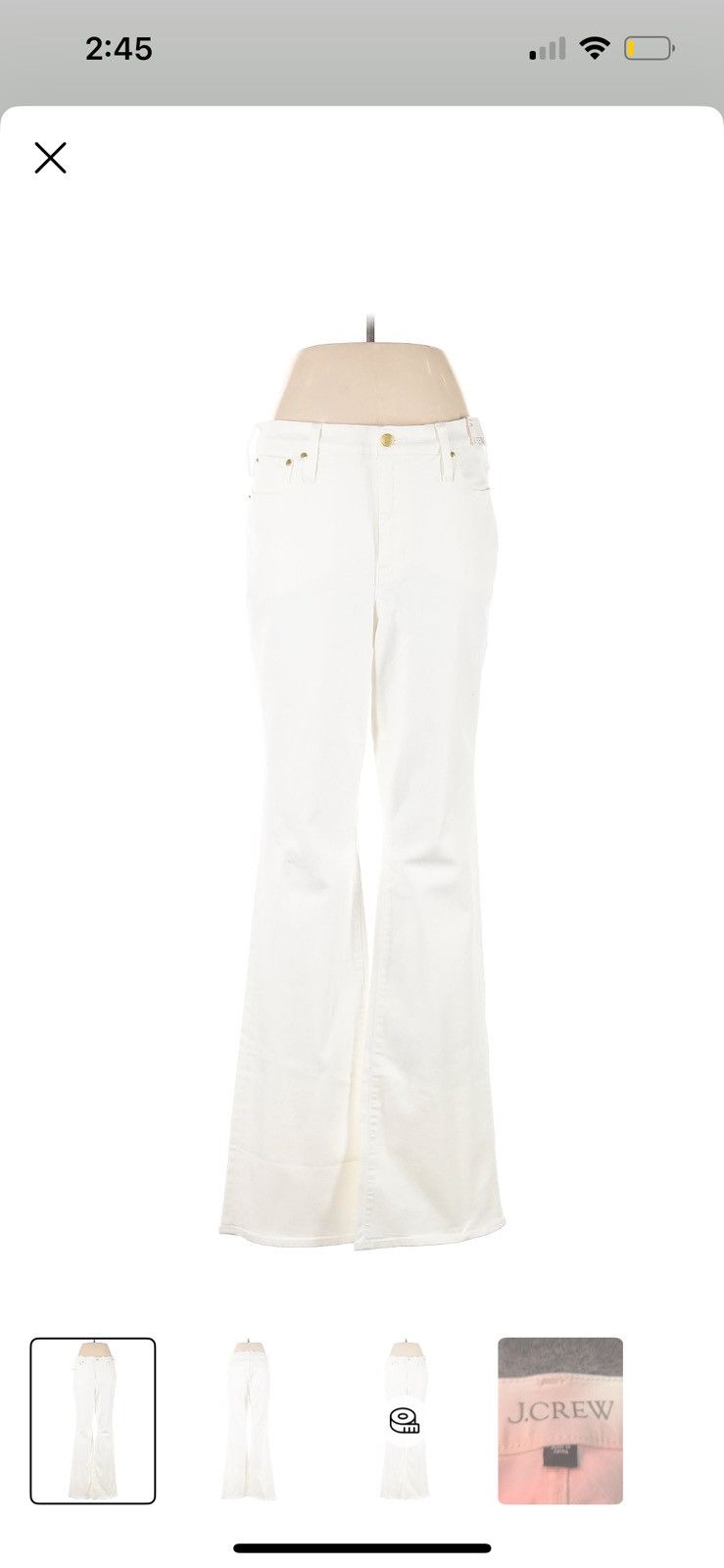 J.Crew high waisted white flare jeans Size 31" - 1 Thumbnail