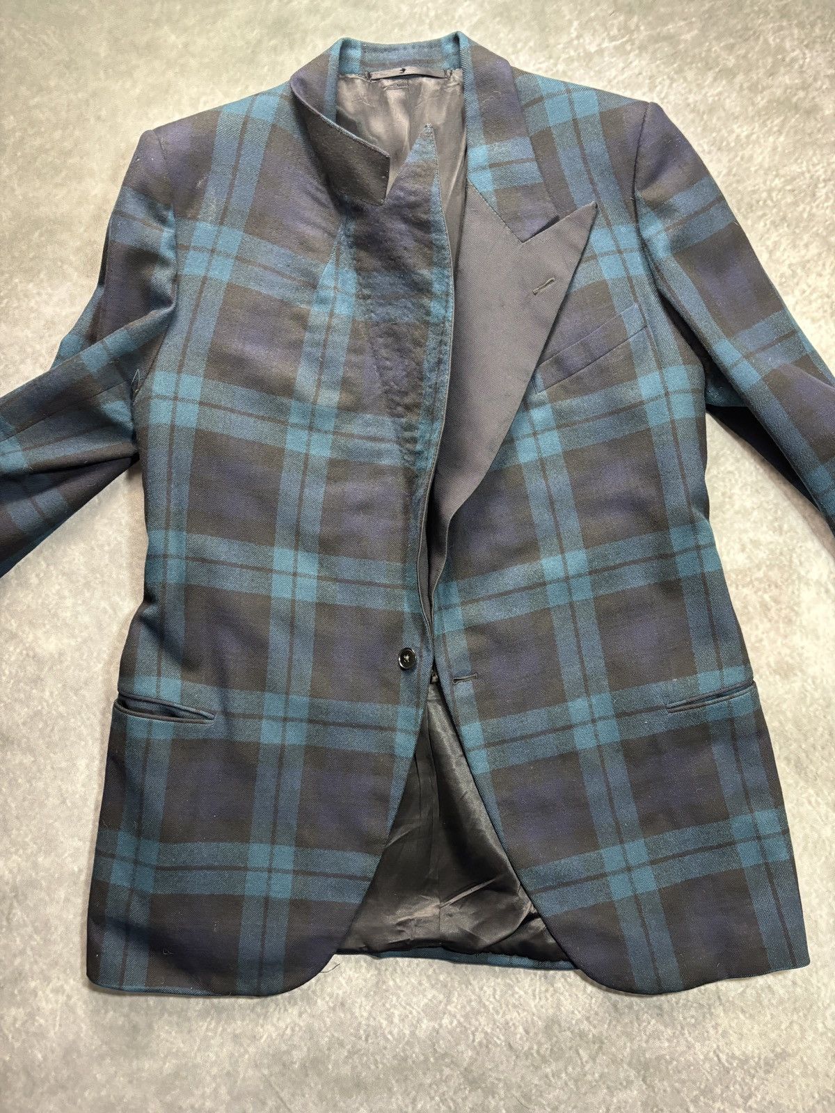 Vintage 1950s Plaid Blazer True Vintage Suit Jacket Wool 1940s Green Size 40R - 11 Thumbnail