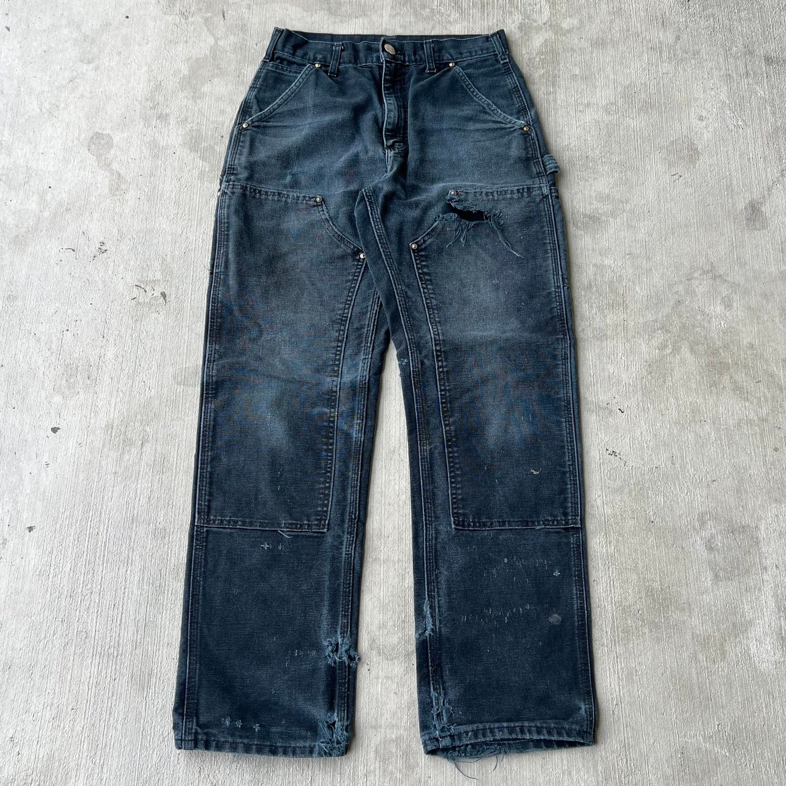Vintage Y2K Carhartt faded black double knee work wear pants