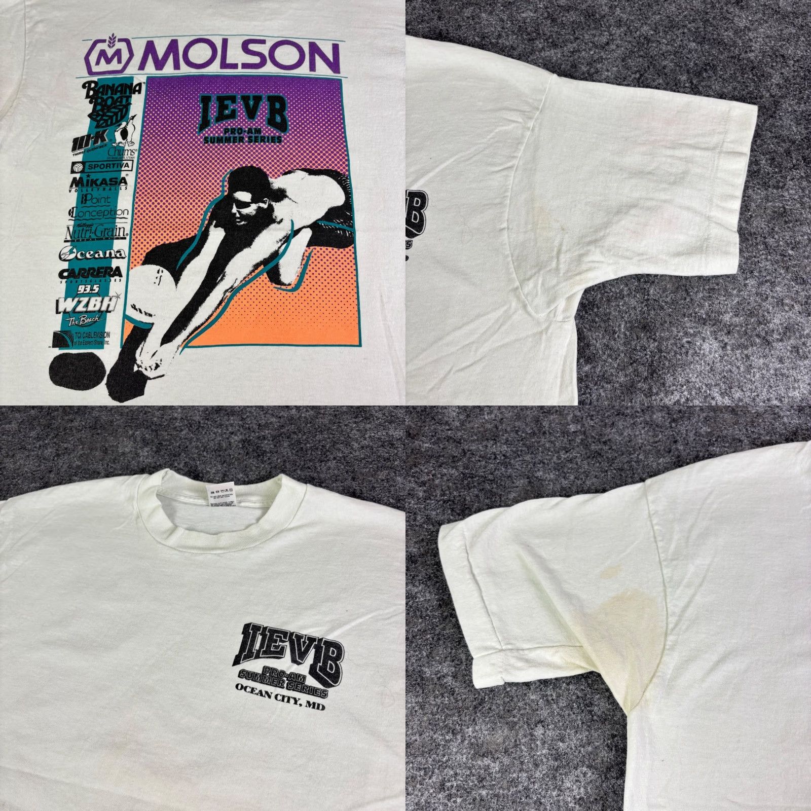 Fruit Of The Loom VINTAGE Molson JEVB Pro Am Summer Series T Shirt White Mens Large Graphic Tee Size US L / EU 52-54 / 3 - 8 Thumbnail