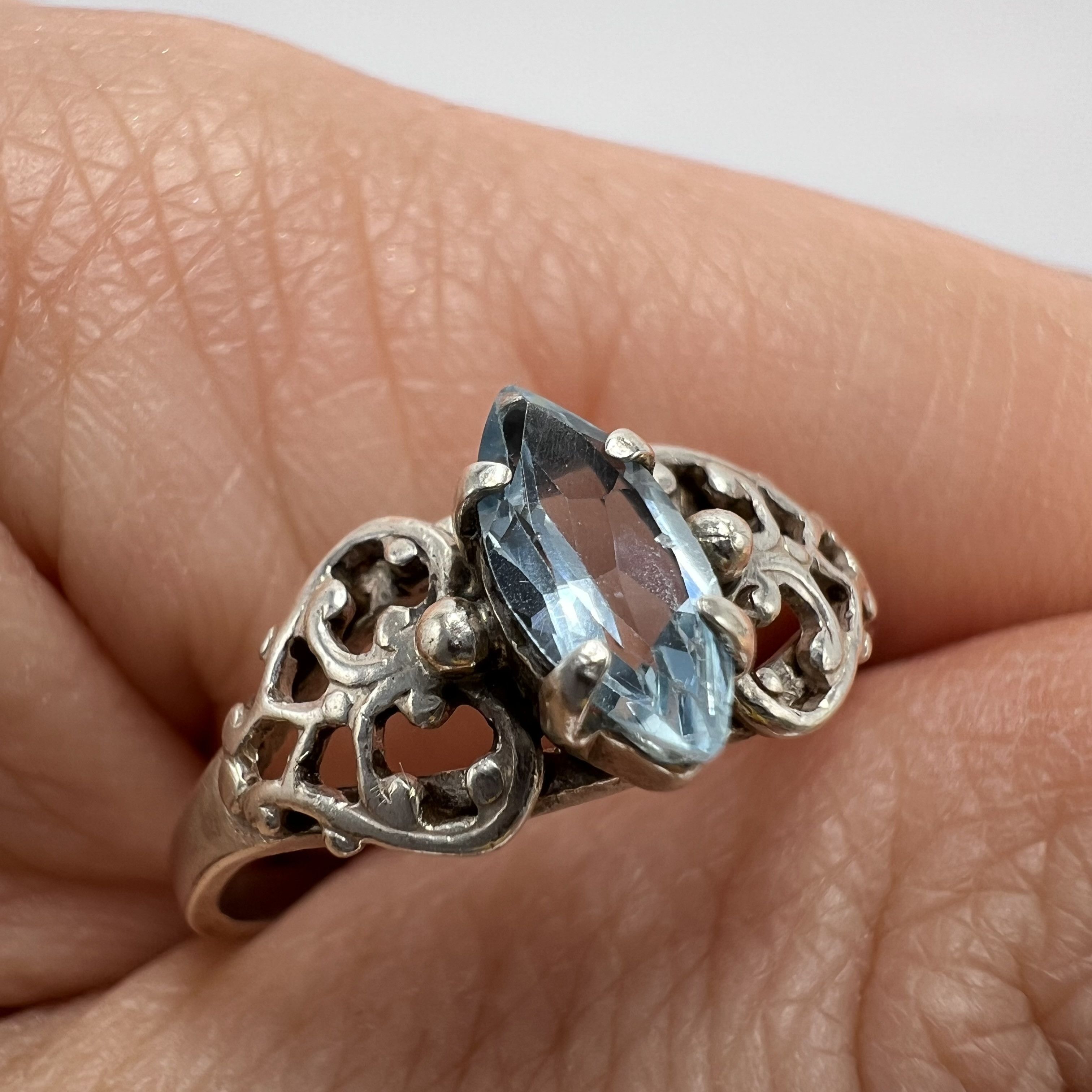 Sterling Silver Vintage Ring Sterling Silver 925 Stone Topaz Jewelry 8U Size ONE SIZE - 6 Thumbnail