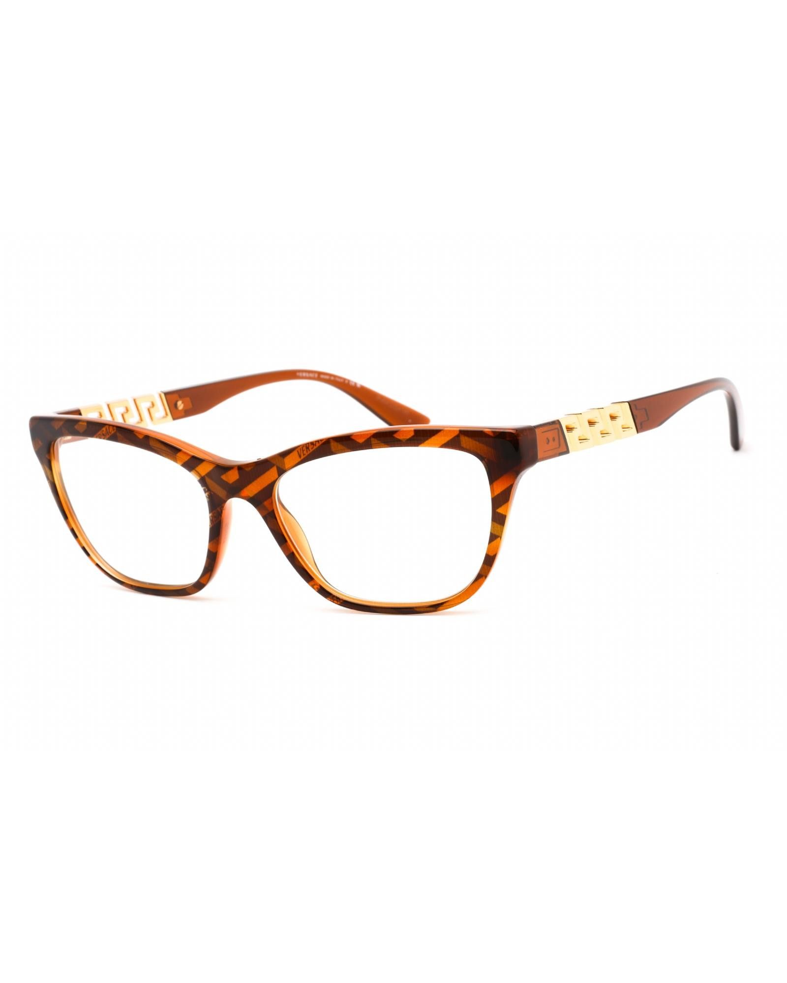 image of Versace 0Ve3318 Eyeglasses Havana Print Monogram/clear Demo Lens, Women's