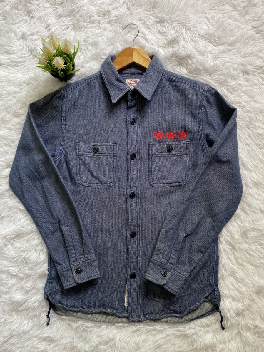 image of Union Made x Vintage Houston Button Up Tee in Blue, Men's (Size Medium)