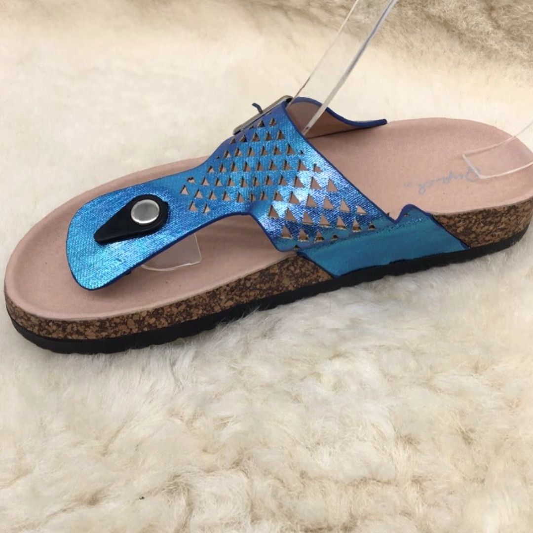 Vintage Qupid Sandals Women 7 Blue Cut Out Buckle Slip-On Thong New Size US 7 / IT 37 - 3 Thumbnail