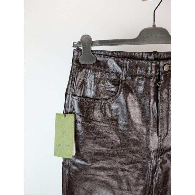 Gucci o1rshd1 Shiny Soft Leather Pant in Shiny Bordeaux Size US 32 / EU 48 - 6 Thumbnail
