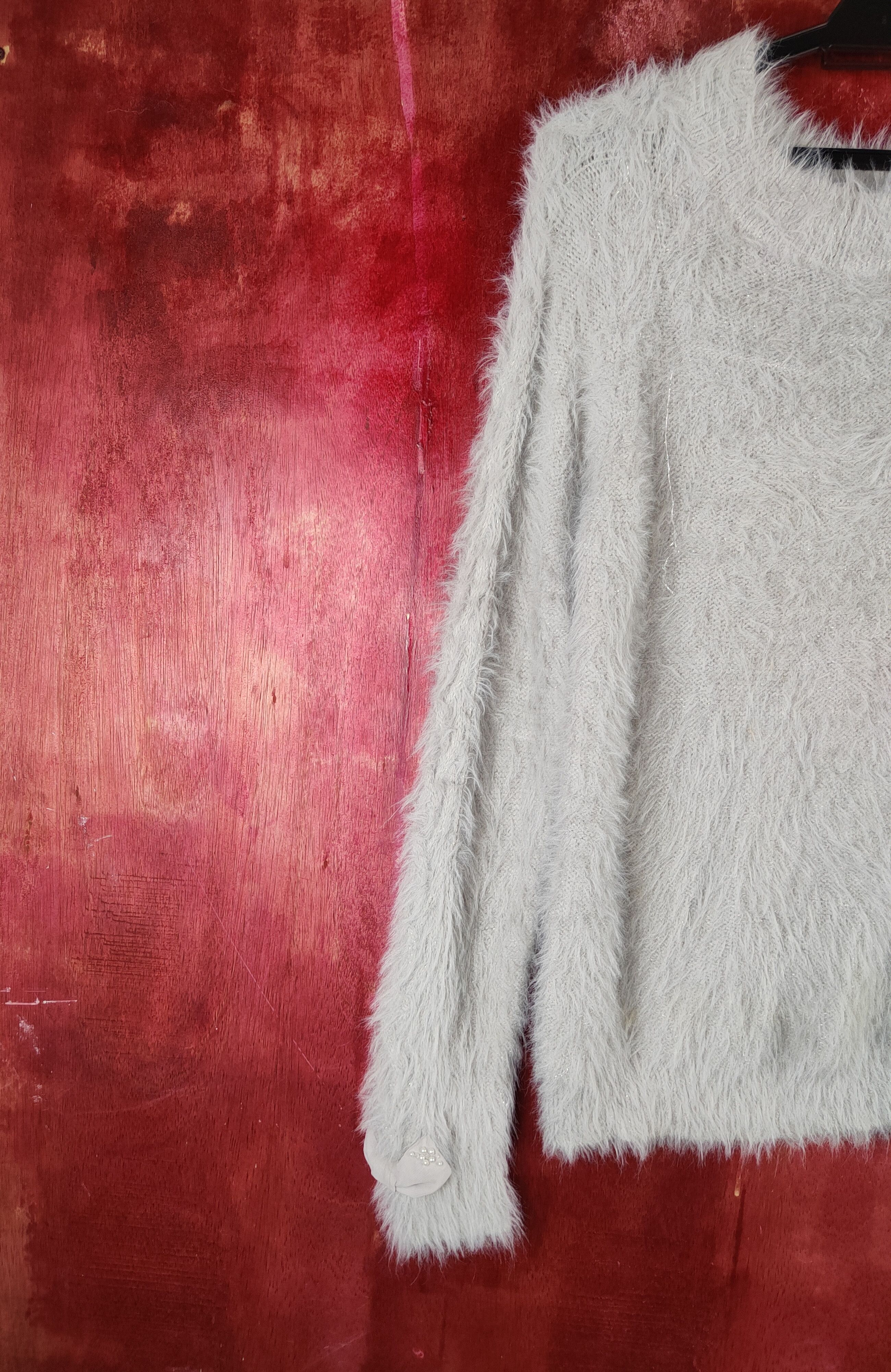 Japanese Brand × Vintage Vintage Persodea Light Gray Fur Mohair Knitwear Size S / US 4 / IT 40 - 3 Thumbnail