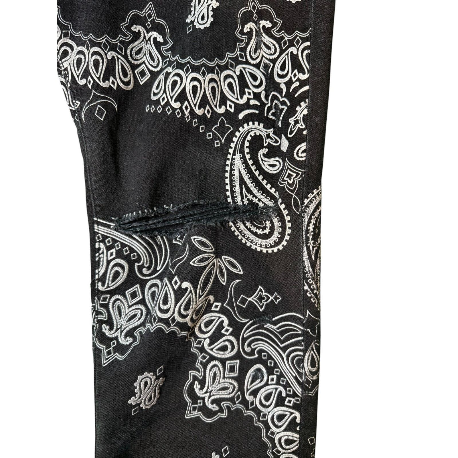 Amiri Amiri Stack Denim Paisley Black Jeans Size US 38 / EU 54 - 4 Thumbnail