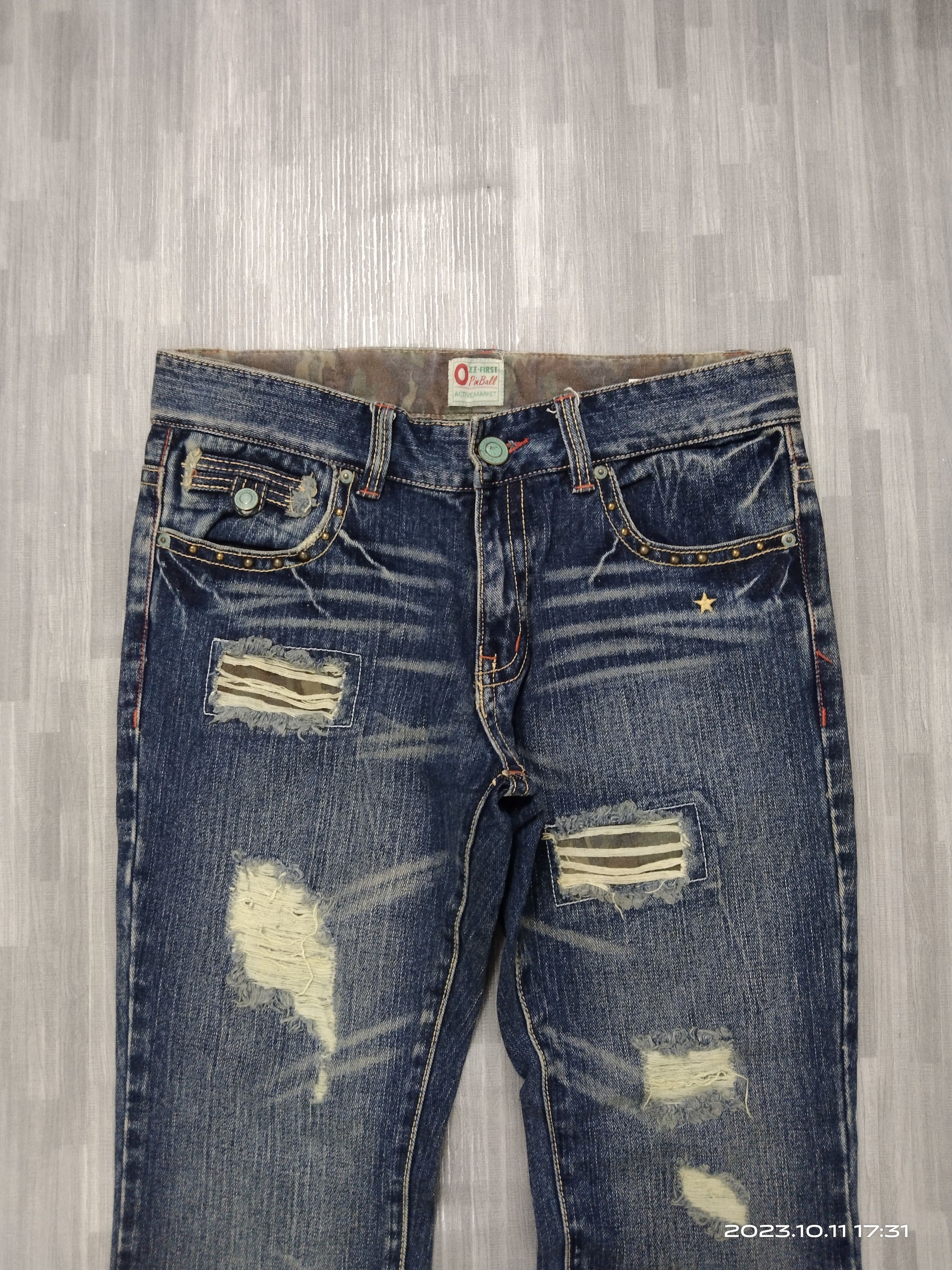 Japanese Brand FLARE SICK RIPED OZZ FIRST DENIM PANTS Size US 32 / EU 48 - 4 Thumbnail