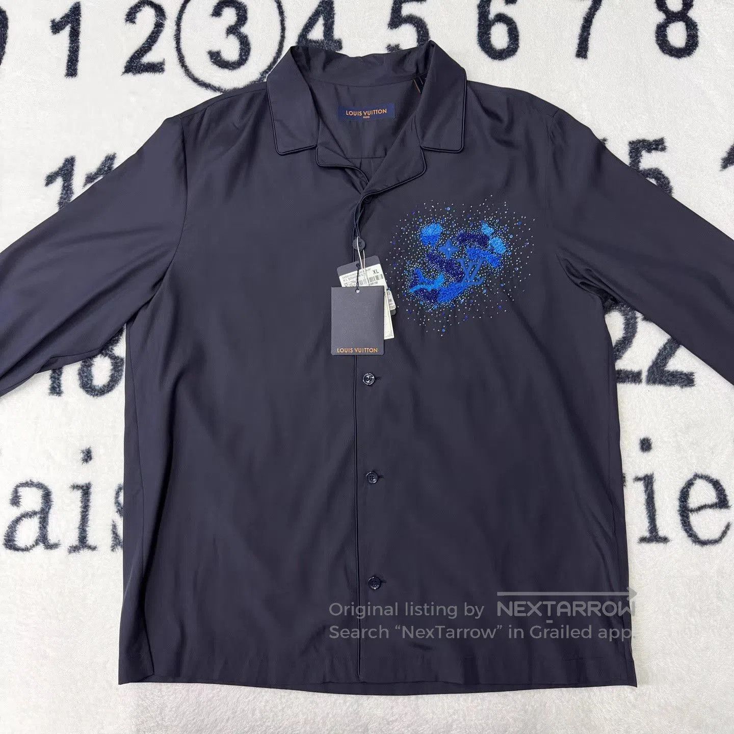 Louis Vuitton Blue Embroidered Long Sleeve Button. Size US XL / EU 56 / 4 - 1 Thumbnail