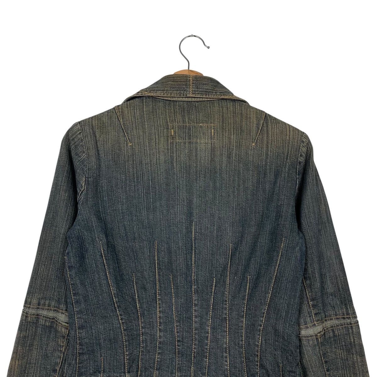 Japanese Brand Trashed Zipper Jeans Jacket Womens Denim Jacket #2061-C89 Size XS / US 0-2 / IT 36-38 - 8 Thumbnail