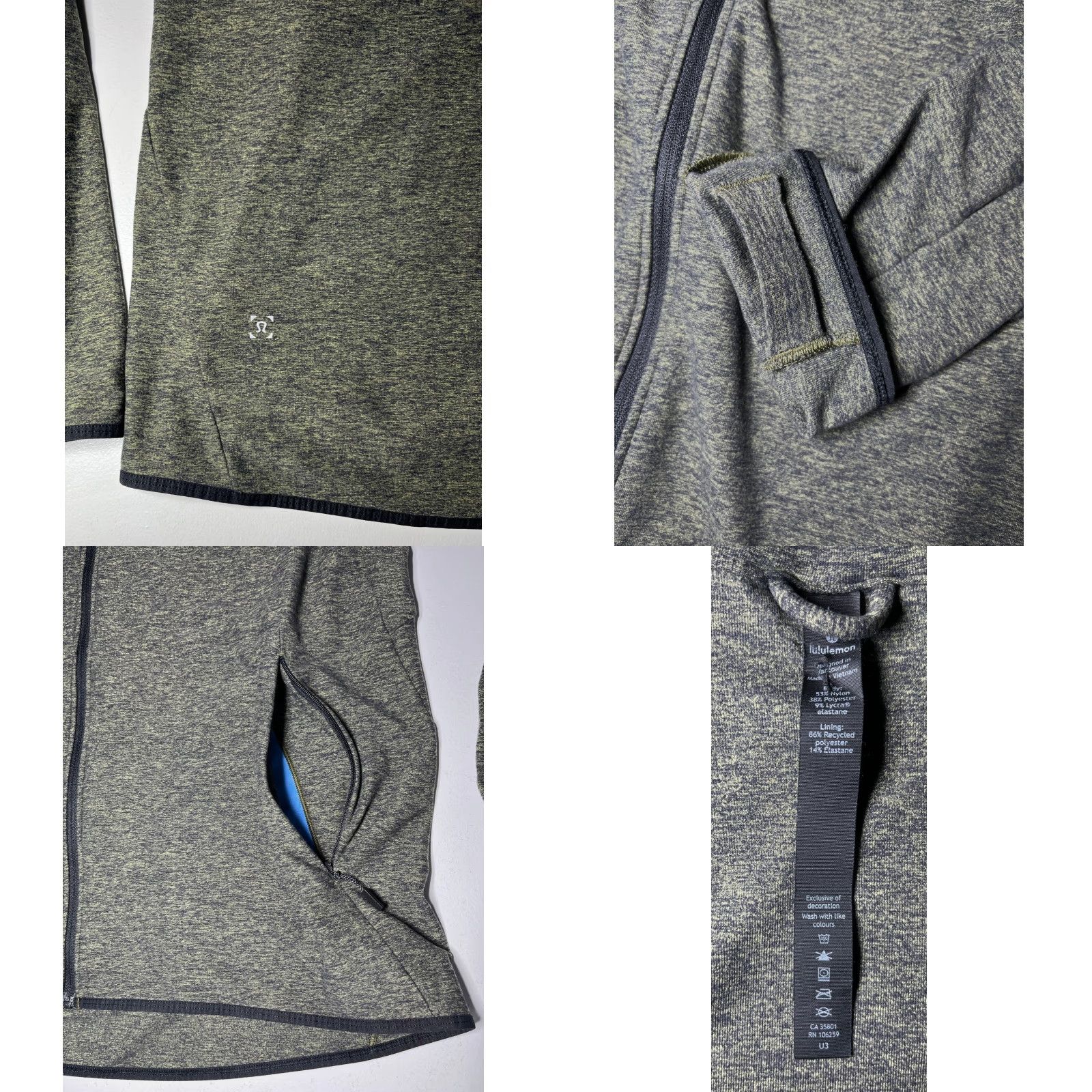 Lululemon Men's Lululemon Surge Warm Full Zip Hoodie LM4669S Heathered Green Sz L Hoodie Mens Full Zip Surge Warm Heathered Green Lululemon LM4669S Size US L / EU 52-54 / 3 - 8 Thumbnail