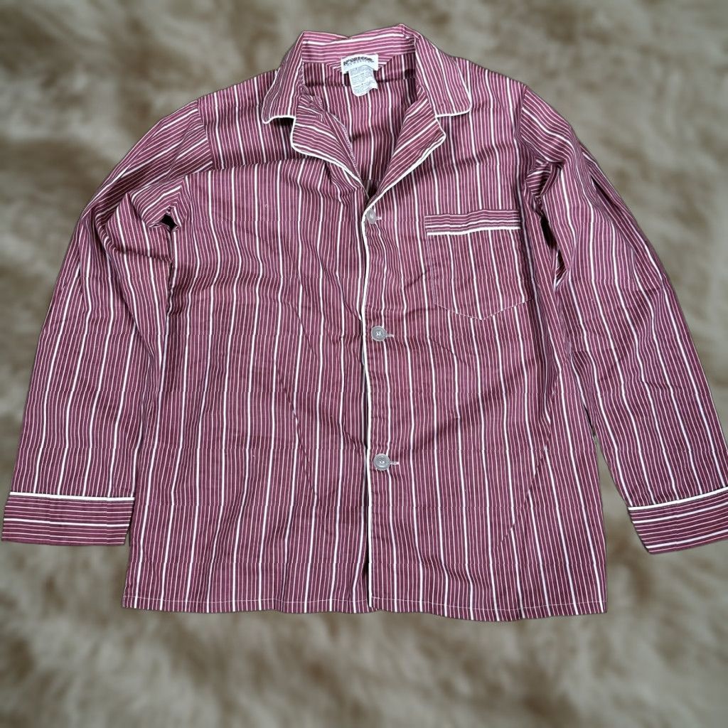 McGregor McGregor Pajama Top Striped Red Long Sleeve Shirt Mens S Night Wear Button Closure 1 Piece Cotton Polyester Classic All Season Size US S / EU 44-46 / 1 - 1 Thumbnail
