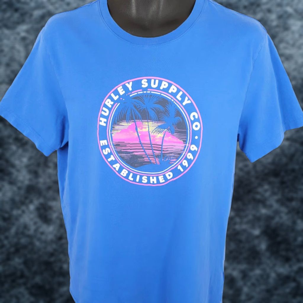 Hurley Hurley Surfer T Shirt Mens Size Large Blue Surfing Palm Trees Tropical Ocean Size US L / EU 52-54 / 3 - 1 Thumbnail