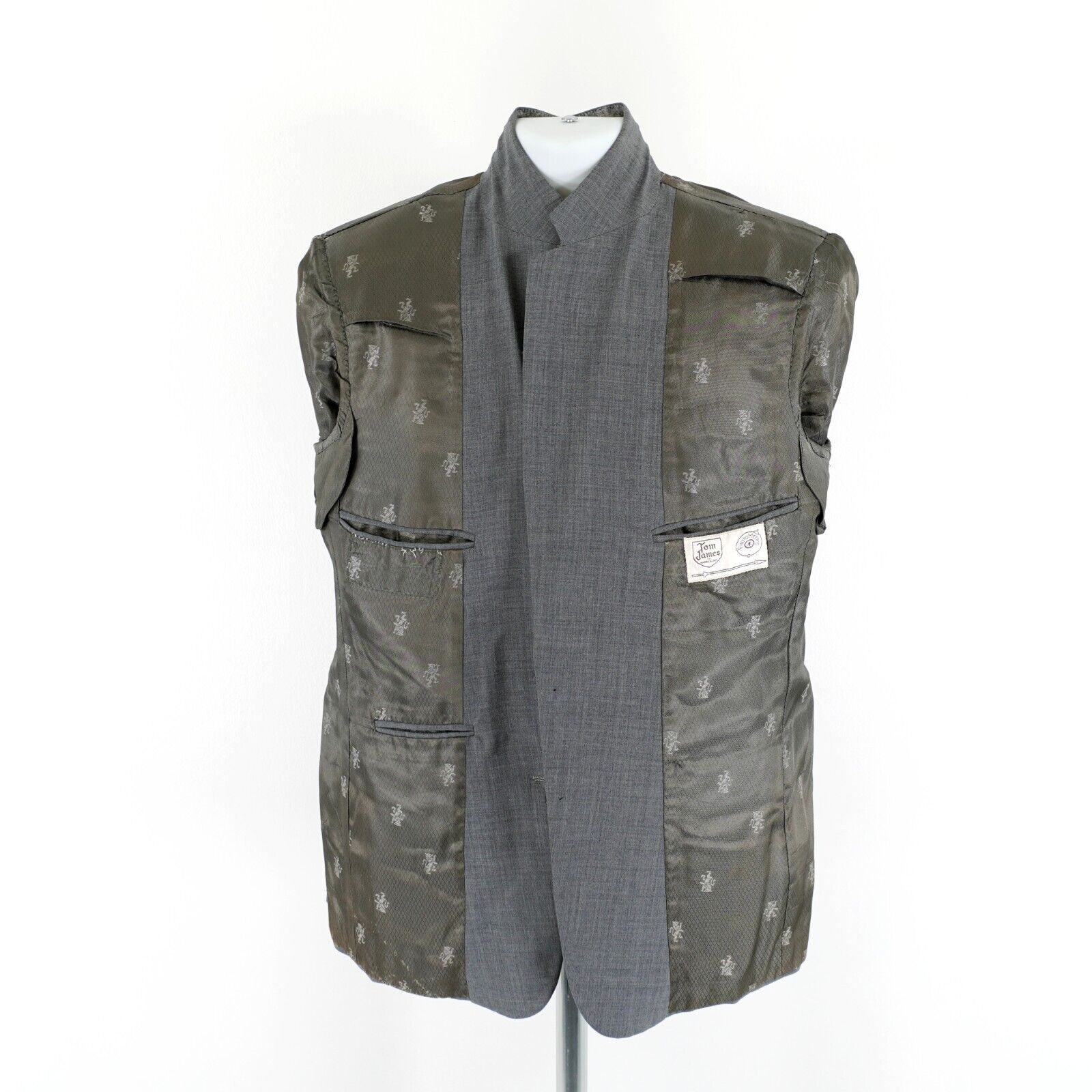 Tom James Tom James Gray W/ Hint Of Blue Wool 2 Button Blazer 38S Size 38S - 15 Thumbnail